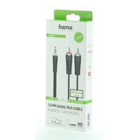 Аудио кабел HAMA 200720, 3.5 mm жак - 2 x Чинч, 1.5м, Черен