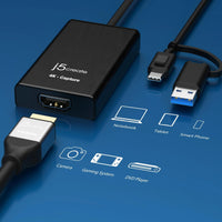 Кепчер j5create JVA11, HDMI - USB-C, 4K, Черен