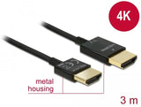 Кабел Delock 84774, HDMI-A мъжко - HDMI-A мъжко, Ethernet, 18 Gbit/s, 4K, 3 м, Черен