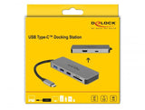 Докинг станция Delock 87743, USB-A, USN-C, HDMI, SD, Micro SD, PD, 4K, Подсветка, Сив