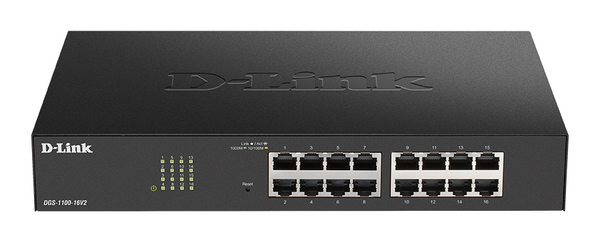 Суич D-Link DGS-1100-16V2, 16 портов 10/100/1000 Gigabit Smart Switch, управляем,