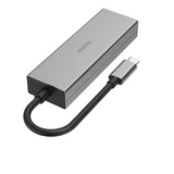 4-портов хъб USB-C HAMA, 2 x USB-A, USB-C, LAN/Ethernet, Сив