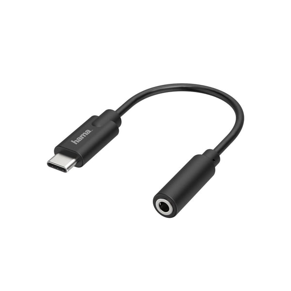 Аудио адаптер HAMA, USB-C мъжко - 3.5 mm аудио жак женско, Стерео, Черен