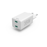 HAMA Бързо мини зарядно, 2x USB-C, PD/Qualcomm®, 35 W, бял