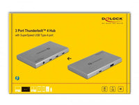 Delock Thunderbolt 4 хъб - 3x Thunderbol 4, 1x USB-A, сив