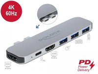 Докинг станция Delock 87753, За MacBook, HDMI 4K, USB-A, USB-C, PD, Сив