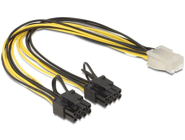 DeLock PCI Express power 6 pin female cable> 2 x 8 pin male, 30 cm