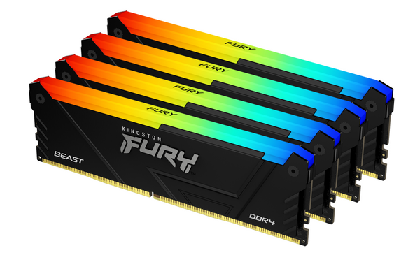 Памет Kingston FURY Beast Black RGB 64GB(4x16GB) DDR4 3600MHz CL18, KF436C18BB2AK2/64