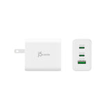 Мрежово зарядно j5create JUP3365E 65W, 3 порта, USB-C, USB-A