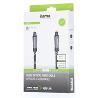 Оптичен аудио кабел HAMA 205139, ODT plug (Toslink), Метални накрайници, 1.5 м, Черен