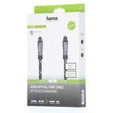 Оптичен аудио кабел HAMA 205139, ODT plug (Toslink), Метални накрайници, 1.5 м, Черен