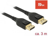 Кабел Delock 85661, DisplayPort мъжко - DisplayPort мъжко, 3.0м, 8K 60 Hz, Черен