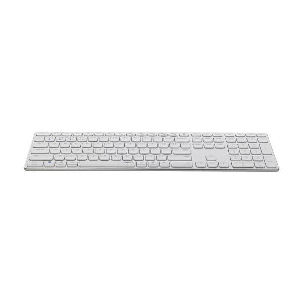 Безжична клавиатура Rapoo E9800M, Mултимедийна, Multi-mode, Bluetooth, 2.4 GHz, Бял