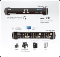 KVMP превключвател ATEN CS1782A 2-портов, USB, DVI Dual Link, CH7.1 Audio