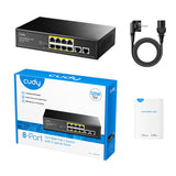 Суич Cudy FS1010P, 8 портов, 10/100, PoE+ Switch 150W, 2 x Uplink порта