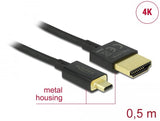 Кабел Delock  HDMI-A мъжко - Micro HDMI-D мъжко,18 Gbit/s, 4K, 0.5 м, Черен