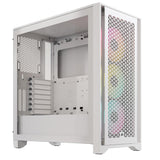 Кутия Corsair iCUE 4000D RGB Airflow Mid Tower, Tempered Glass, Бяло