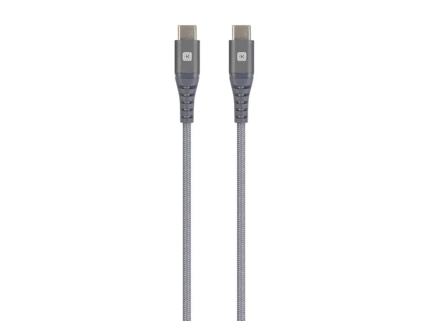 Кабел Skross, USB-C - USB-C, Метална оплетка, 1.20 м, Сив