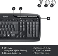 Kомплект клавиатура с мишка Logitech MK330, Безжичен, 2.4 GHz, Черен