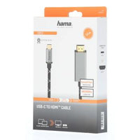 Кабел HAMA 200507, USB-C мъжко - HDMI мъжко, Ultra-HD, 4K@60 Hz, 1.5м, Алуминий, Позлатени конектори, Черен