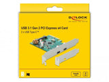 Карта Delock, PCI Express x4 към USB-C (USB 3.1 Gen 2) женско, 10 Gbps