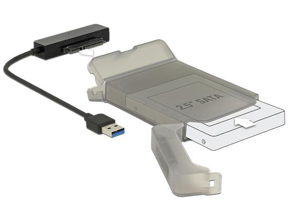 Конвертор Delock, USB 3.0 Type-A мъжко - SATA 6 Gb/s 22 pin, 2.5″ защитен калъф