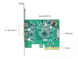 Карта Delock, PCI Express x4 към USB-C (USB 3.1 Gen 2) женско, 10 Gbps