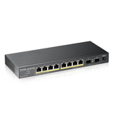 Суич ZYXEL GS1100-10HP, 8-портов, Gigabit, PoE, 2xSFP, за монтиране в шкаф