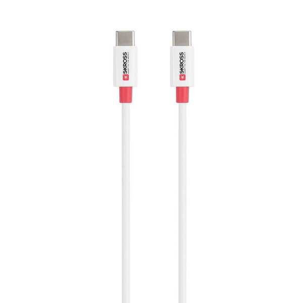 Кабел Skross, USB-C - USB-C 2.0 мъжко, 0.15 м, Бял