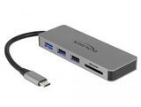 Докинг станция Delock 87743, USB-A, USN-C, HDMI, SD, Micro SD, PD, 4K, Подсветка, Сив