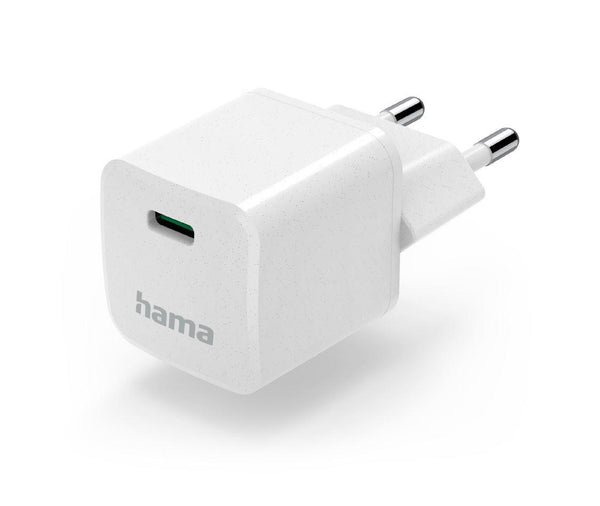 Бързо мини зарядно HAMA "Eco", USB-C (PD) / Qualcomm® 3.0, 25 W, бяло