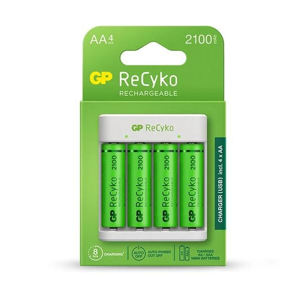 Зарядно у-во GP BATTERIES E411, 2100mAh AA, 800mAh ААА, За 4 бр., NiMH