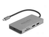 Докинг станция Delock USB-C - Dual HDMI, USB 3.2, SD, LAN, PD3.0 Сив