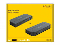 KVM превключвател, Delock 11481, 2-портов, USB, HDMI, Audio