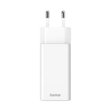 Бързо мини заряднo HAMA GaN, 1x USB-C PD, 1x USB-A QC, 65 W, бял