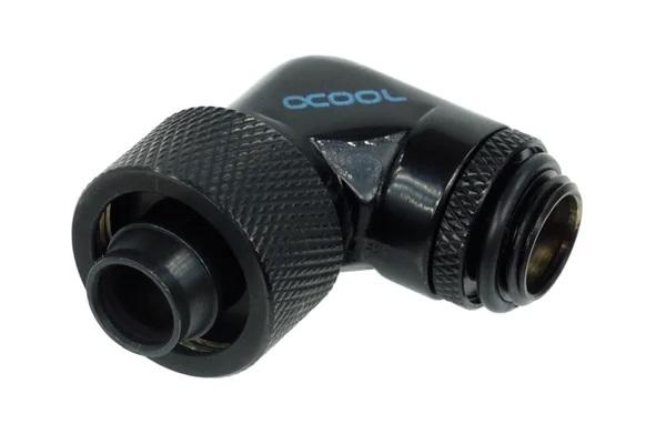 Компресионен фитинг Alphacool, 16/10 - G1/4, 90°, Въртящ се, Черен мат