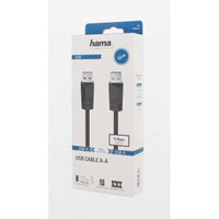 Кабел HAMA  USB 3.0, USB-A мъжко - USB-А мъжко, 1.5 м, 5Gbit/s, екраниран