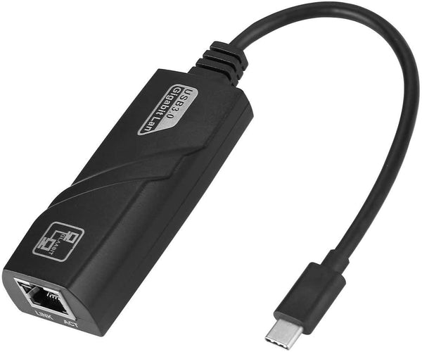 Мрежови адаптер Estillo 10/100/1000 Mbps, USB-C 3.1 към RJ45, Черен