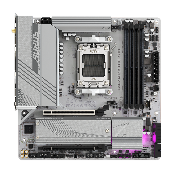 Дънна платка GIGABYTE B650M AORUS ELITE AX ICE, Socket AM5, Wi-Fi 6E, DDR5