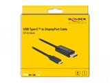 Конвертор Delock 85256, USB-C мъжко - DisplayPort мъжко, 4K 60 Hz, 2 m, Черен