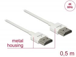 Кабел Delock High Speed, HDMI мъжко - HDMI мъжко, 48 Gbit/s, 3D 4K, 0.5 m, Ethernet