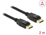 Кабел Delock 83806, DisplayPort мъжко - DisplayPort мъжко, 2.0м, 4K, Черен