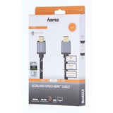 Кабел HAMA Ultra HD, HDMI мъжко - HDMI мъжко, 8K, 48GB/s, Метал, 1 м, Позл. конектори, Черен