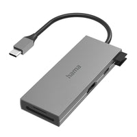 6-портов хъб USB-C HAMA Multiport, 2 x USB-A, USB-C, HDMI, SD, microSD, Сив