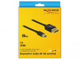 Кабел Delock 84928, Mini DisplayPort мъжко - DisplayPort мъжко, 2.0м, 8K 60 Hz, Черен