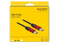 Кабел Delock  USB-A мъжко - USB-А мъжко, 2 м, Premium, Екраниран, Черен