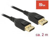 Кабел Delock 85660, DisplayPort мъжко - DisplayPort мъжко, 2.0м, 8K 60 Hz, Черен