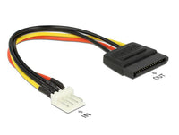 Кабел Delock Power Cable, SATA 15 pin receptacle - 4 pin floppy male, 15 см