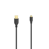 Кабел HAMA Flexi-Slim, USB 2.0 мъжко - micro USB мъжко, 0.75 м., Позлатени конектори, Черен