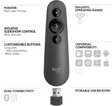 Безжичен презентер Logitech R500s, Bluetooth, 2.4 GHz Wireless, Черен